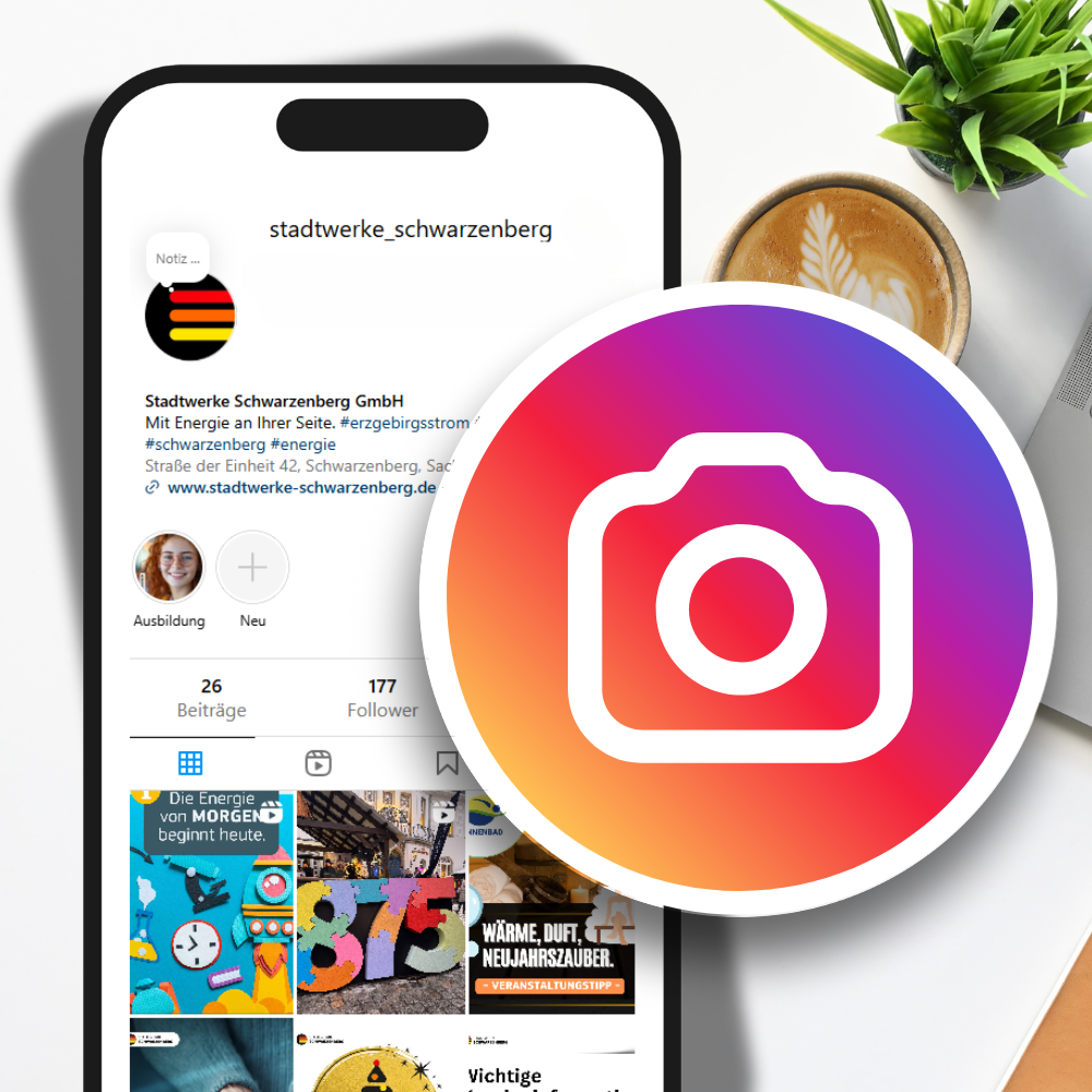 Instagram-Logo mit Verlinkung zum Instagram-Profil der Stadtwerke Schwarzenberg